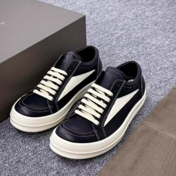 Rick Owens Black and White Leather Oxfords - Picture 1 of 6